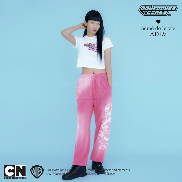 ADLV x THE POWERPUFF GIRLS GRADIENT CURLY LOGO CROP T-SHIRT WHITE