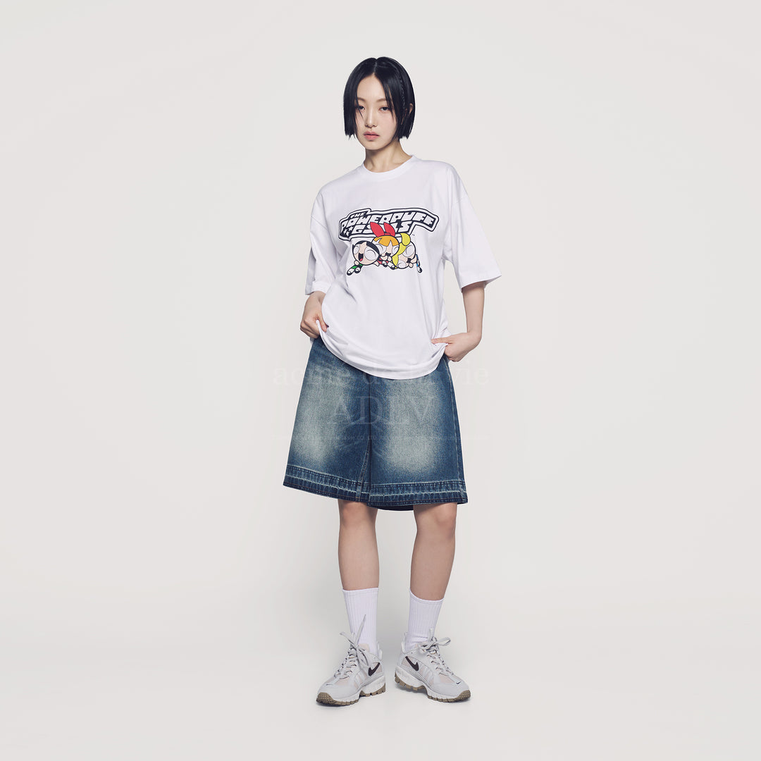 ADLV x THE POWERPUFF GIRLS LOGO SHORT SLEEVE T-SHIRT WHITE