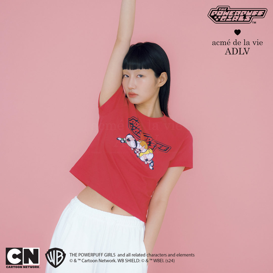 ADLV x THE POWERPUFF GIRLS LOGO CROP T-SHIRT BLACK