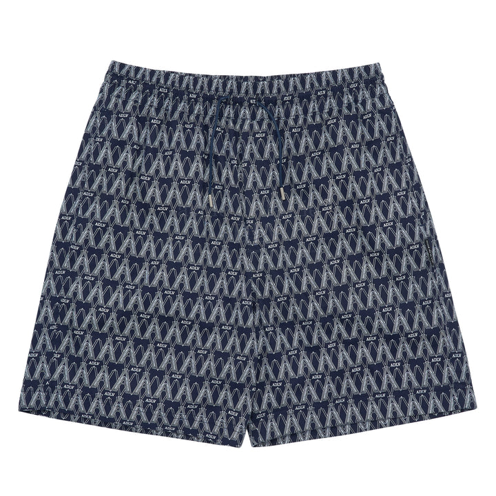 ADLV A LOGO MONOGRAM PATTERN SHORTS NAVY