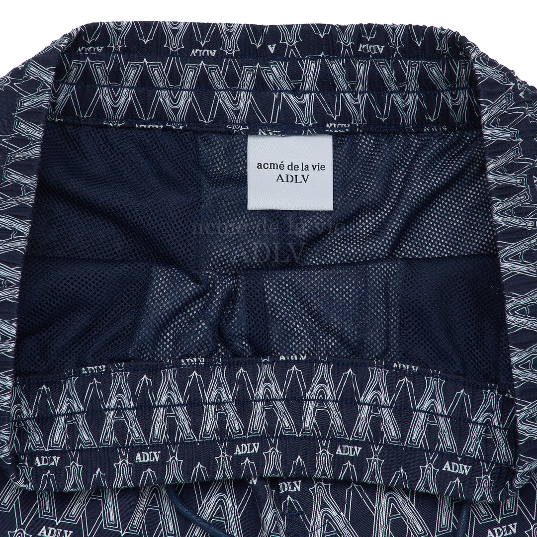 ADLV A LOGO MONOGRAM PATTERN SHORTS NAVY