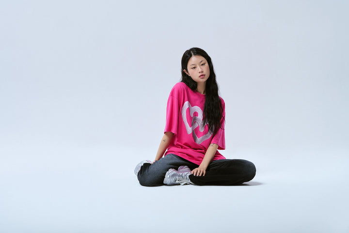 ADLV FUZZY HEART T-SHIRT PINK