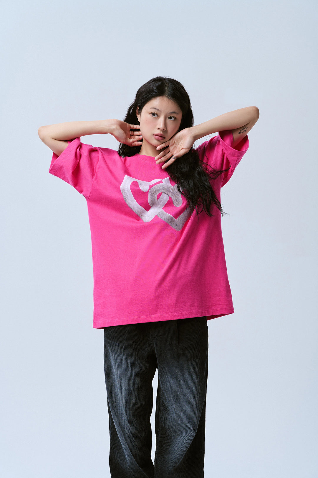 ADLV FUZZY HEART T-SHIRT PINK