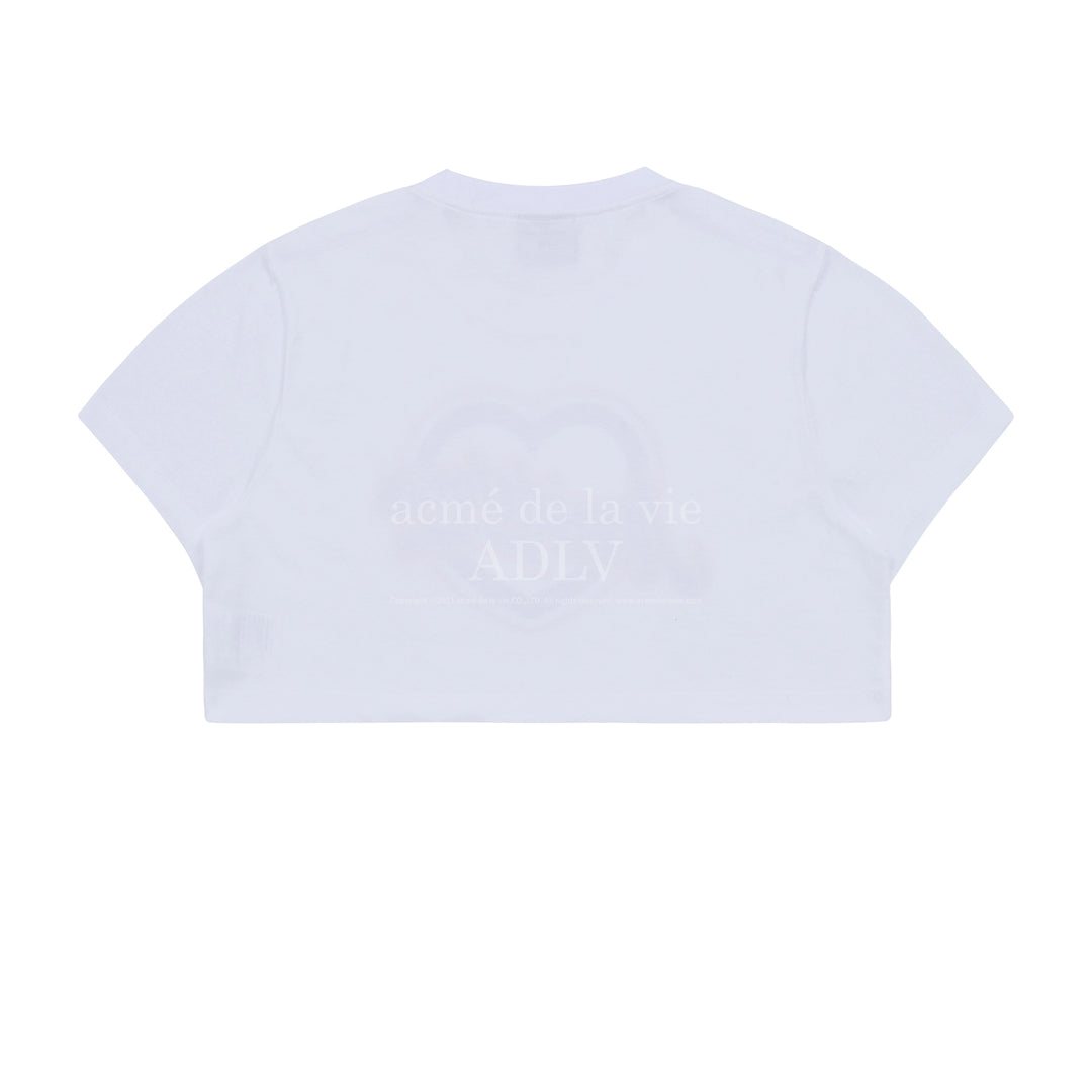 ADLV HEART LETTERING CROP T-SHIRT WHITE