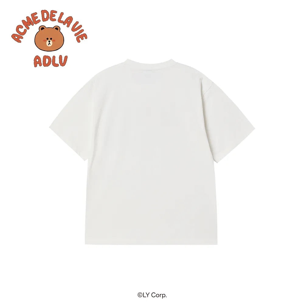 LINE FRIENDS BROWN STAR SHORT SLEEVE T-SHIRT CREAM