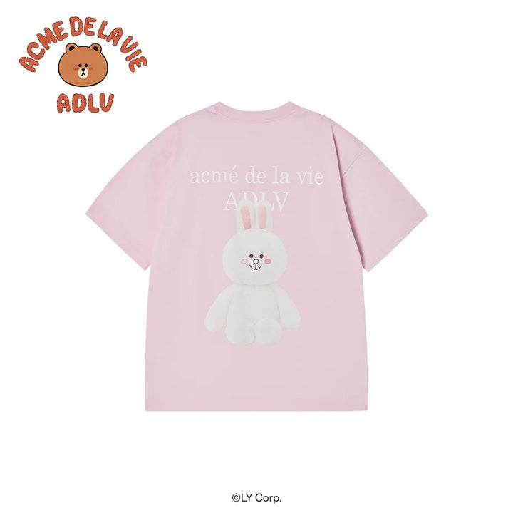 BASIC LOGO WITH LINE FRIENDS SHORT SLEEVE T-SHIRT LIGHT PINK