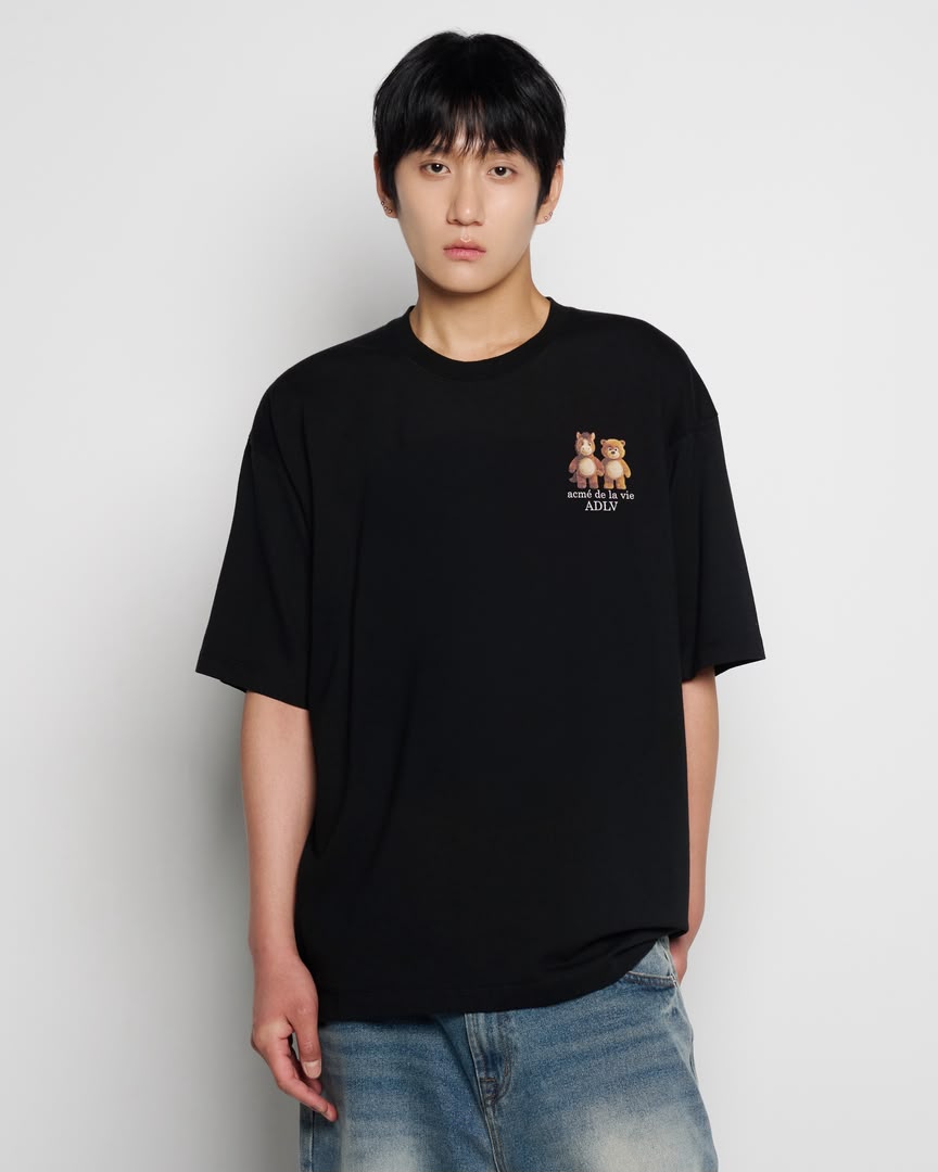 ADLV BEAR & HORSE FRIENDS SHORT SLEEVE T-SHIRT BLACK