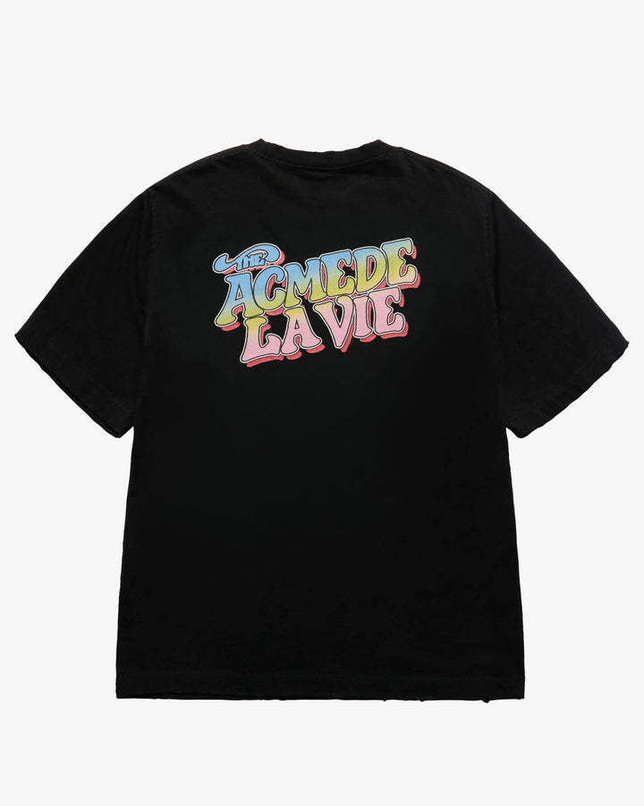 ROLINGSTONES ZIGZAG STAR SHORT SLEEVE T-SHIRTS BLACK