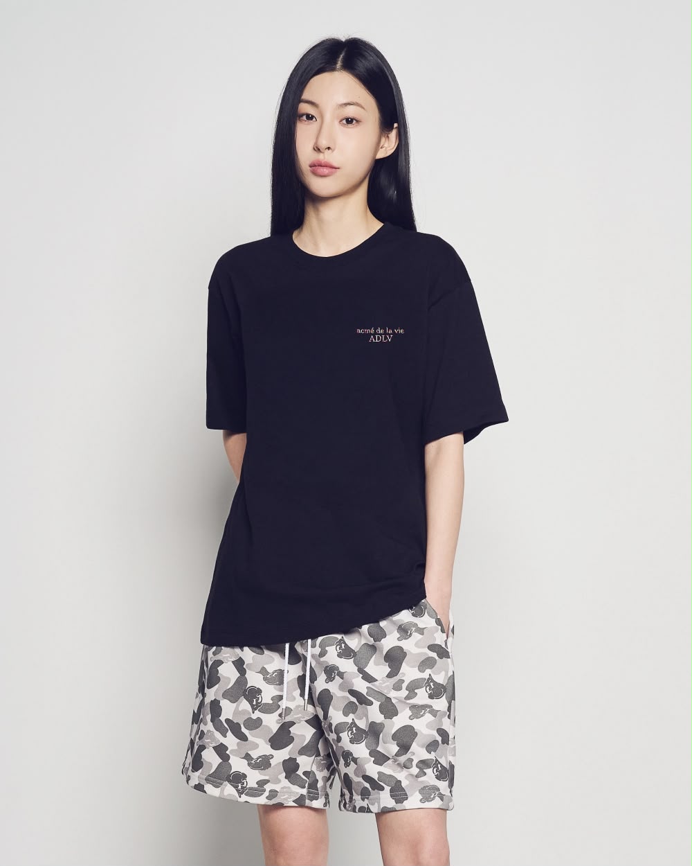 MIXED THREAD SHORT SLEEVE T-SHIRT BLACK