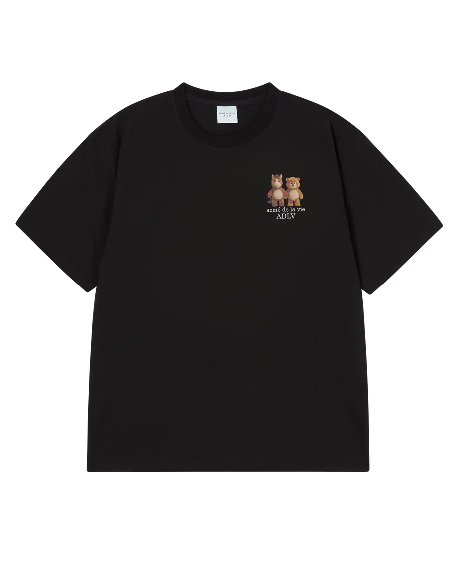 ADLV BEAR & HORSE FRIENDS SHORT SLEEVE T-SHIRT BLACK