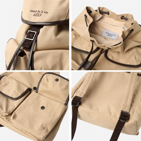 ADLV BASIC LOGO TRIANGLE POCKET BACKPACK BEIGE - Main Image