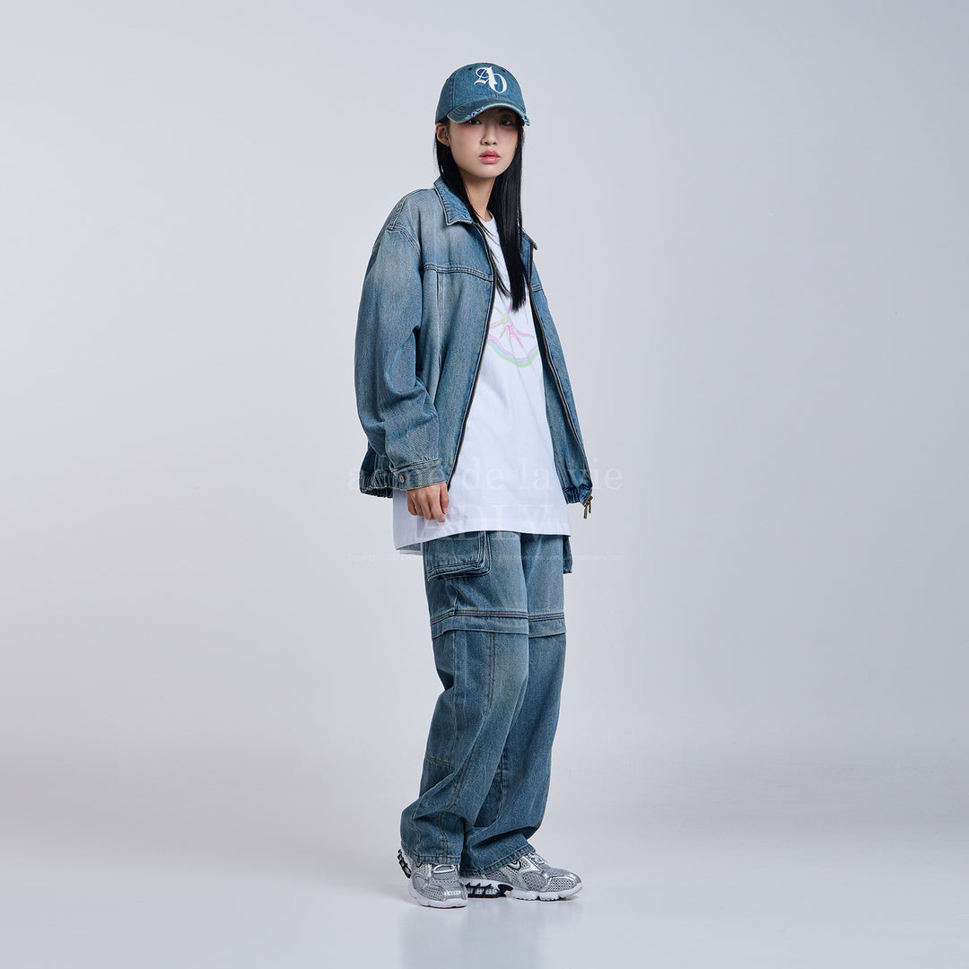 ADLV NEW SYMBOL LOGO BLOUSON SET UP DENIM JACKET BLUE