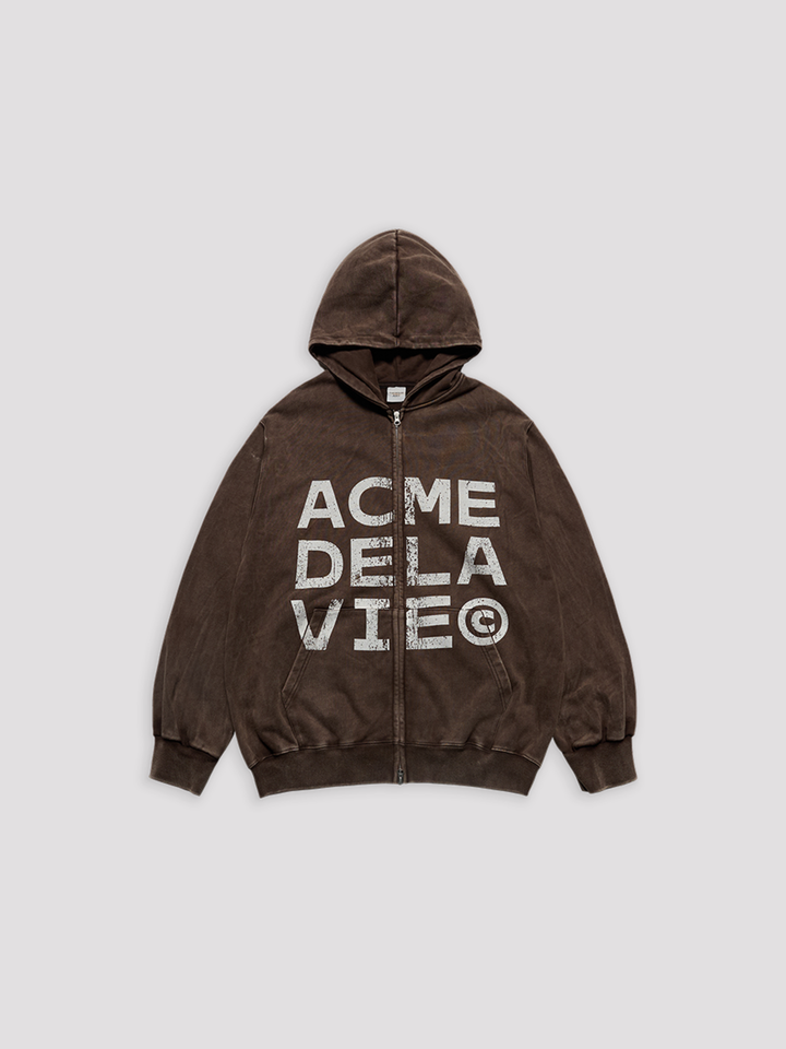 FULL GRAPHIC HOOD ZIP UP BLACK