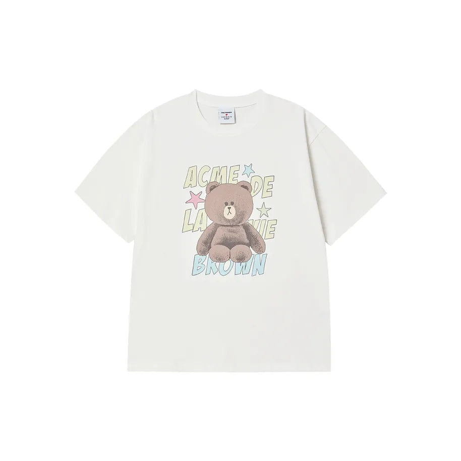 LINE FRIENDS BROWN STAR SHORT SLEEVE T-SHIRT CREAM