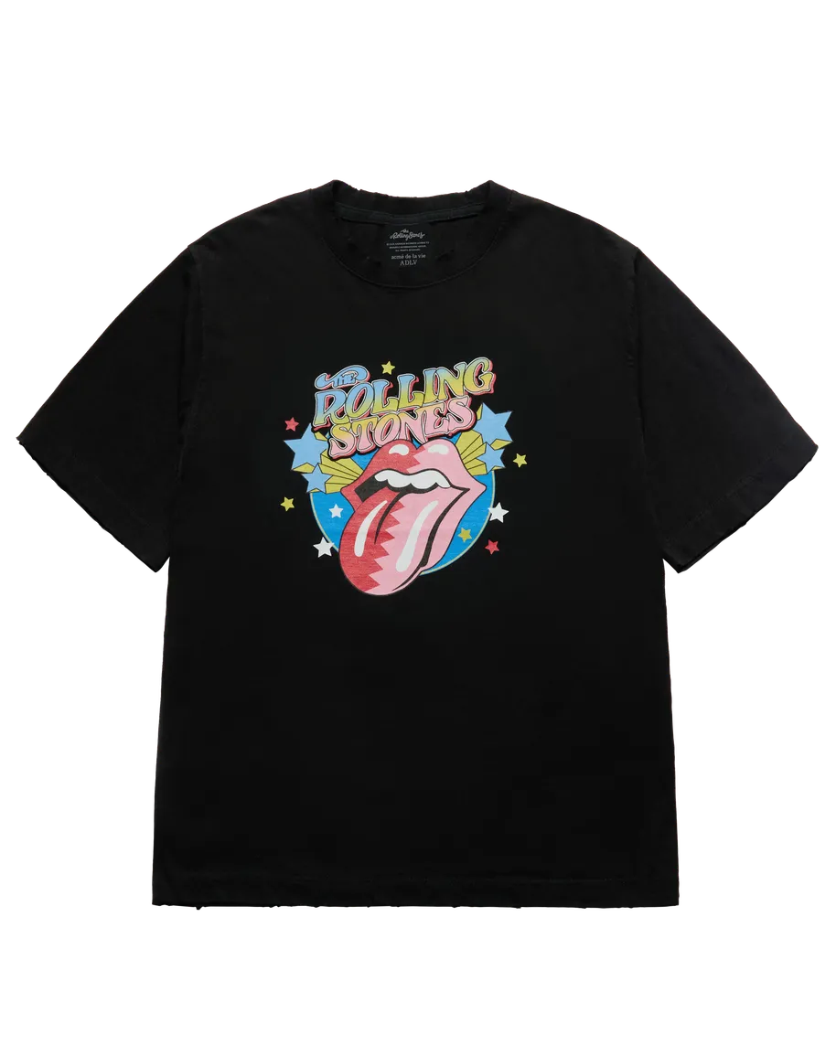 ROLINGSTONES ZIGZAG STAR SHORT SLEEVE T-SHIRTS BLACK