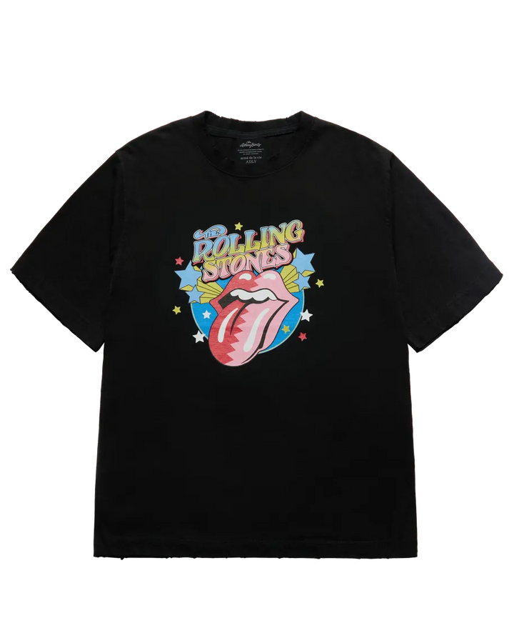 ROLINGSTONES ZIGZAG STAR SHORT SLEEVE T-SHIRTS BLACK