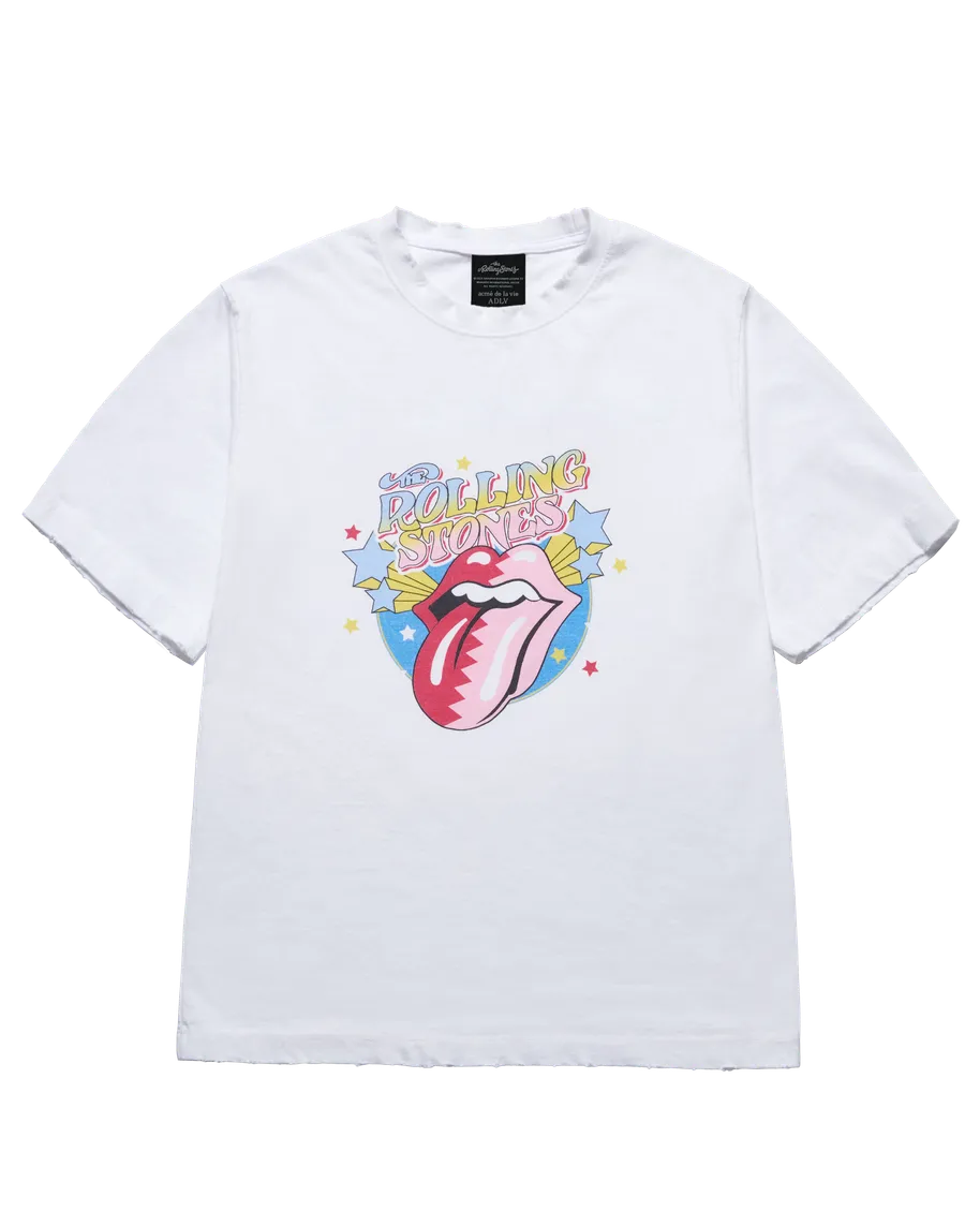 ROLINGSTONES ZIGZAG STAR SHORT SLEEVE T-SHIRTS WHITE