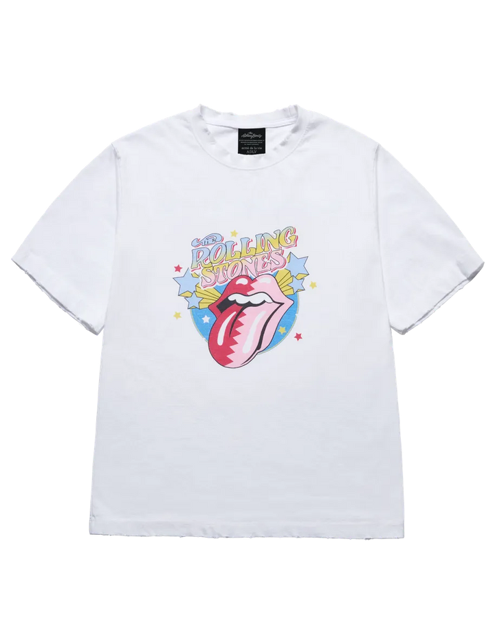 ROLINGSTONES ZIGZAG STAR SHORT SLEEVE T-SHIRTS WHITE
