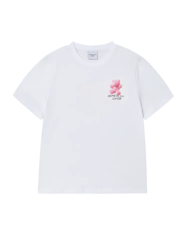 WOMAN FUZZY AC BEAR SHORT SLEEVE T-SHIRT WHITE