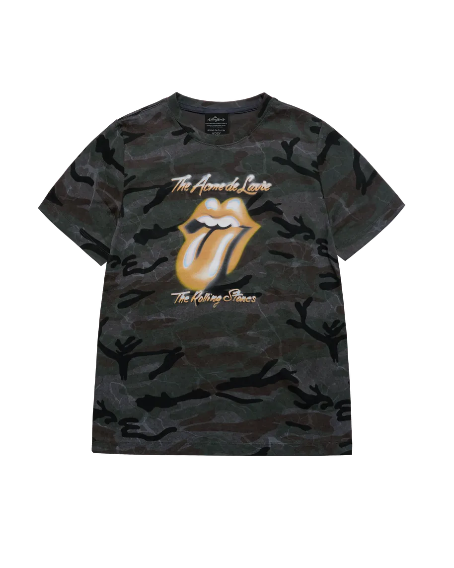 WOMAN ROLINGSTONES CAMO BLUR SHORT SLEEVE T-SHIRTS BLACK