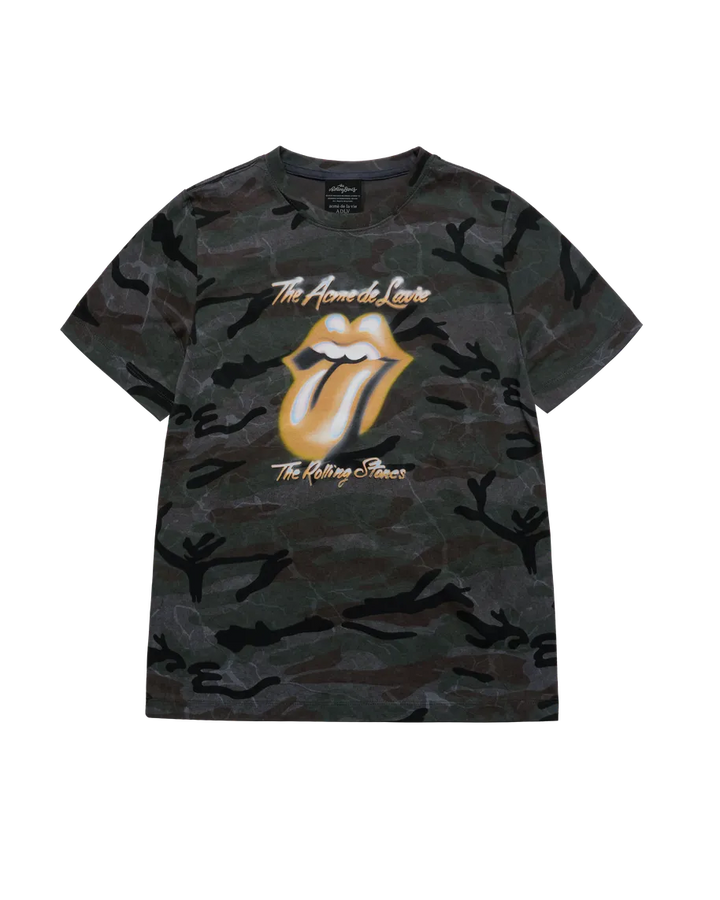 WOMAN ROLINGSTONES CAMO BLUR SHORT SLEEVE T-SHIRTS BLACK